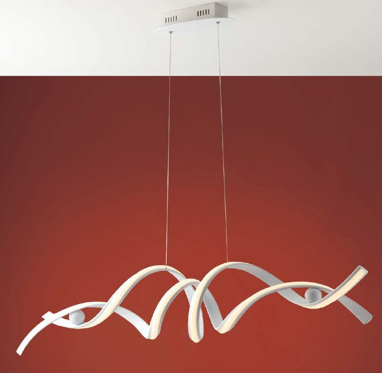 Sospensione LED forma spirale in alluminio bianco con diffusore in silicone 60W 7480 LM luce natura 4000°k MYSTRAL Sospensione LED forma spirale in alluminio bianco con diffusore in silicone 60W 7480 LM luce natura 4000°k MYSTRAL